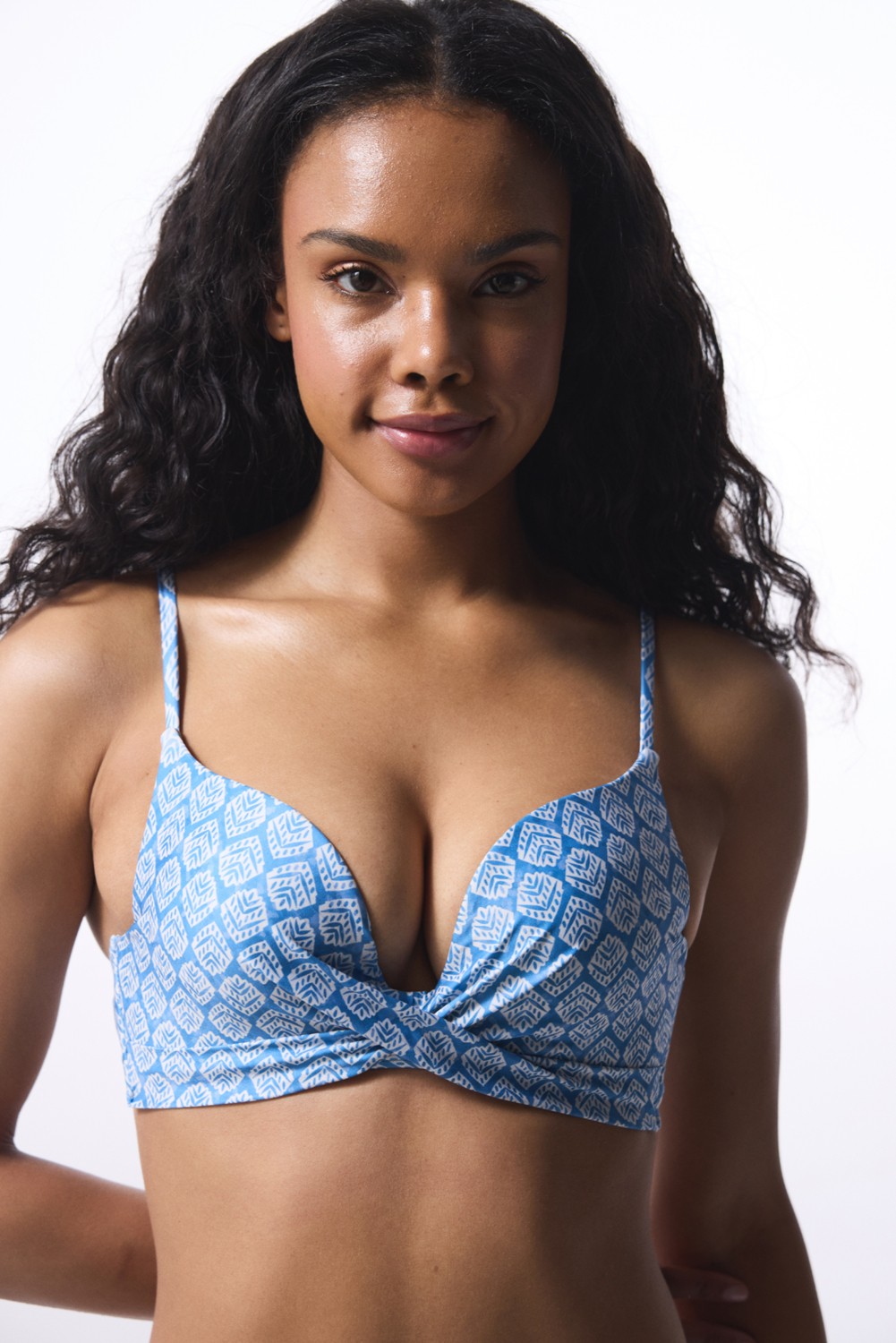Penti Mavi Geometrik Desenli Push Up Bikini Üstü