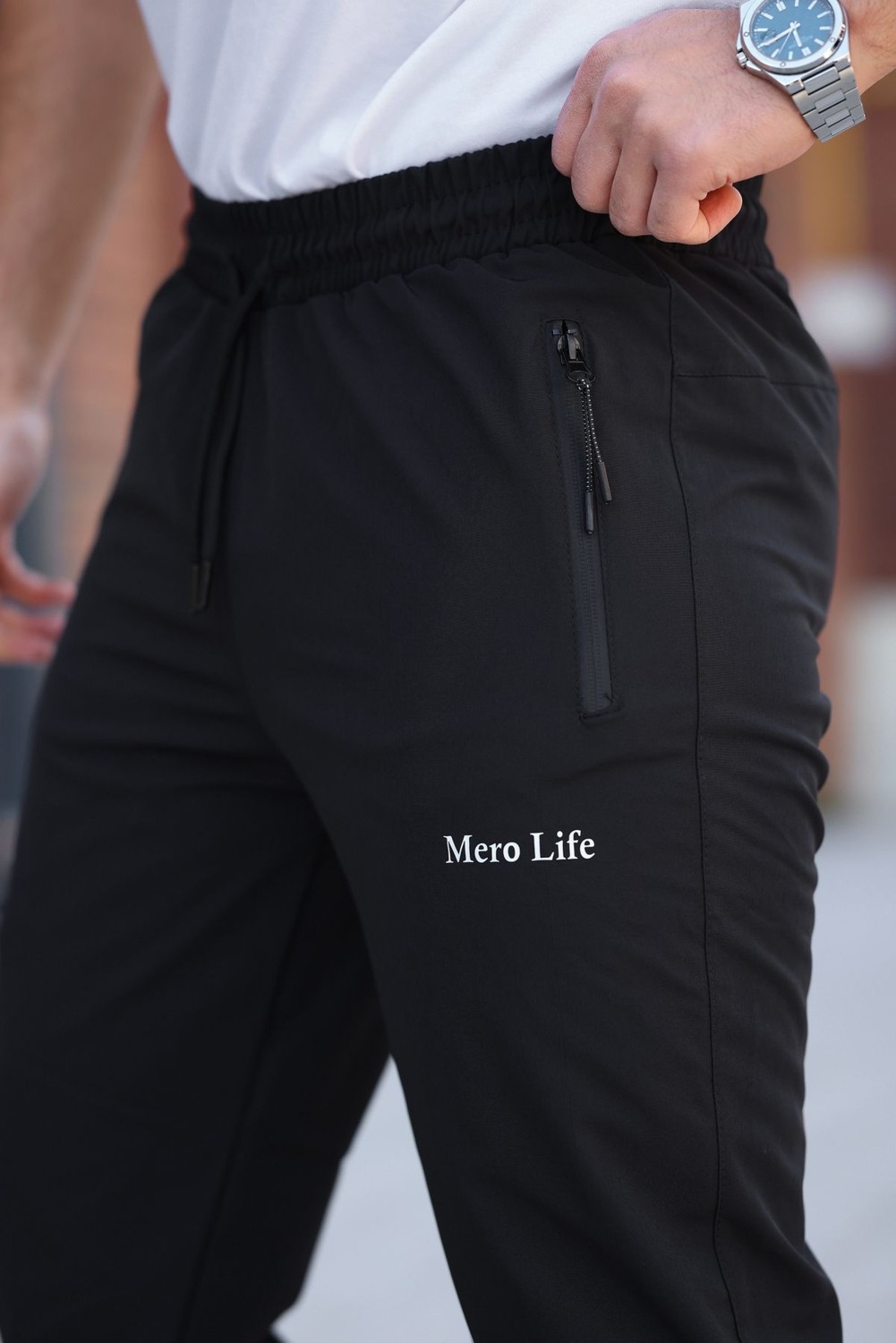 Mero Life Erkek Siyah Eşofman Altı Kaliteli Paraşüt Kumaş görsel 4