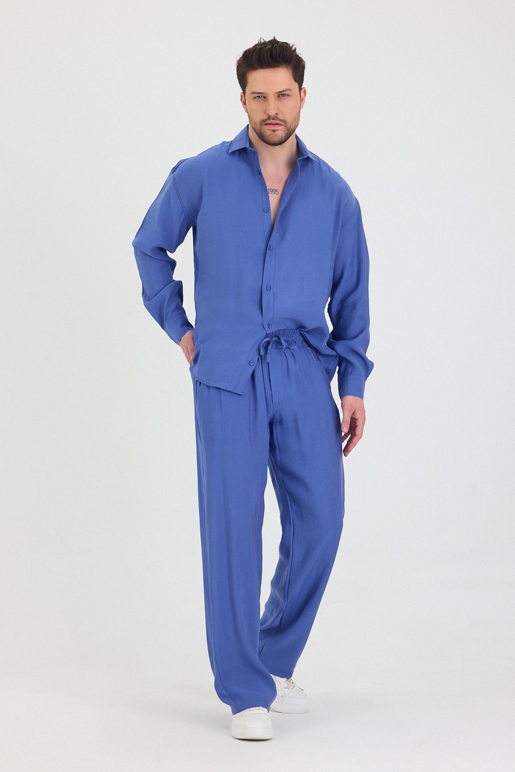 Cool Tarz Erkek Oversize Rahat Kalıp Gömlek-Pantolon Alt-Üst Takım görsel 2