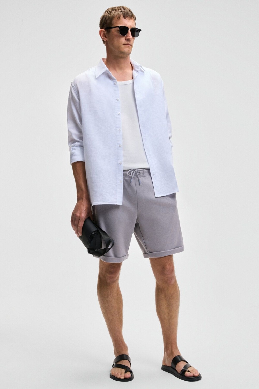 Grimelange YOURI Erkek Beli Lastikli Arka Tek Cepli Relaxed Fit Lacivert Şort