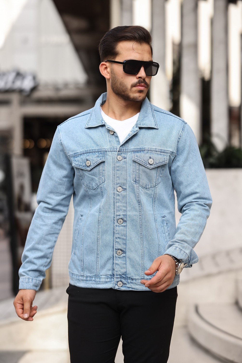 Comstar Erkek Slim Fit Denim Kot Ceket