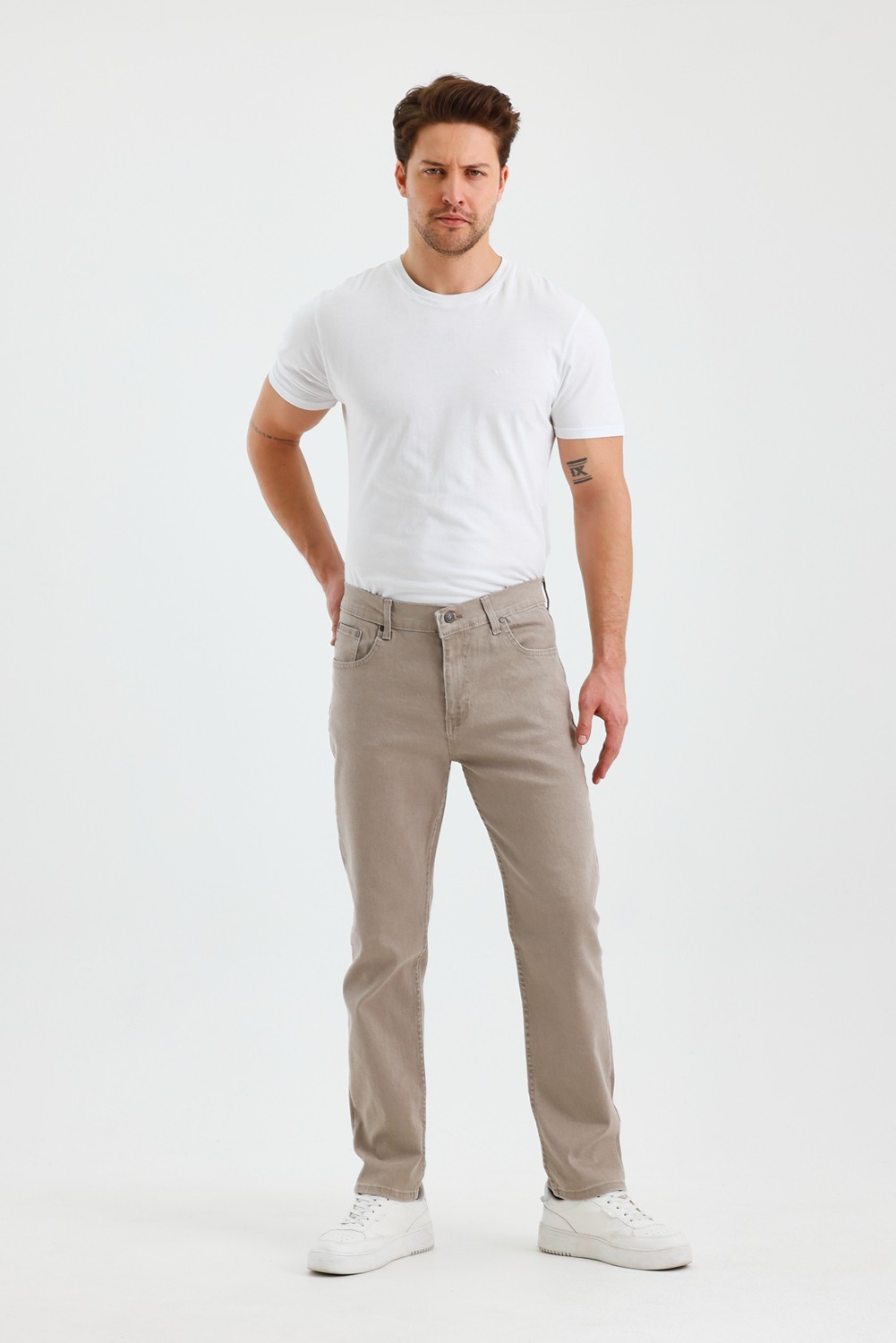 Wkm Erkek Regular Fit Geniş Paça Yüksek Bel Casual Kot Pantolon