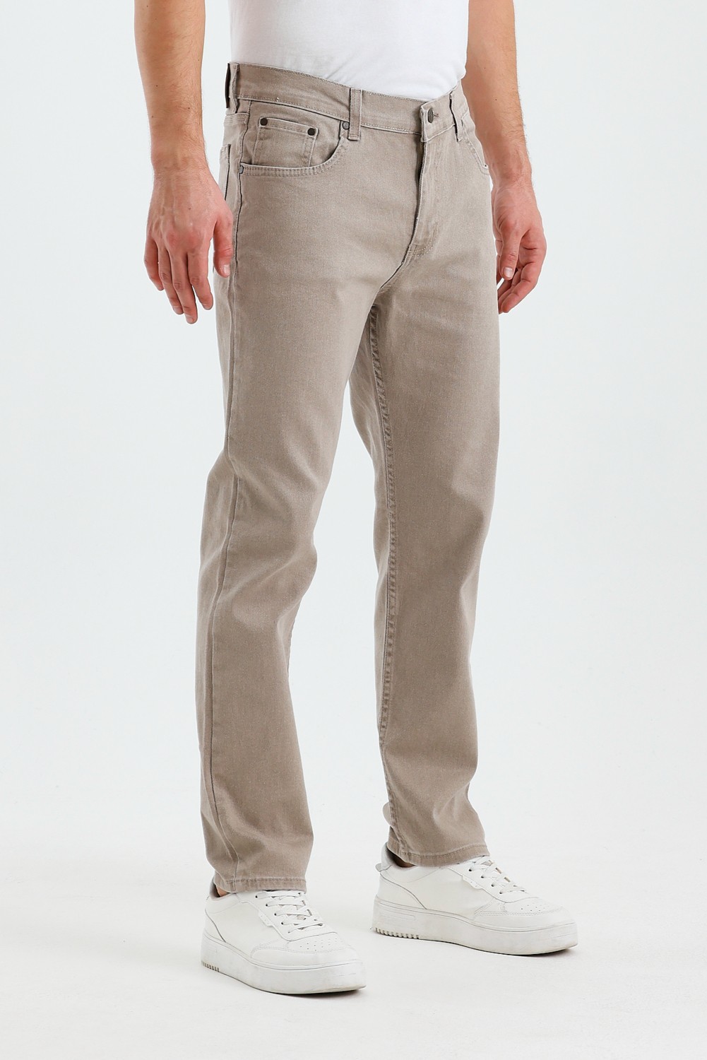 Wkm Erkek Regular Fit Geniş Paça Yüksek Bel Casual Kot Pantolon görsel 4