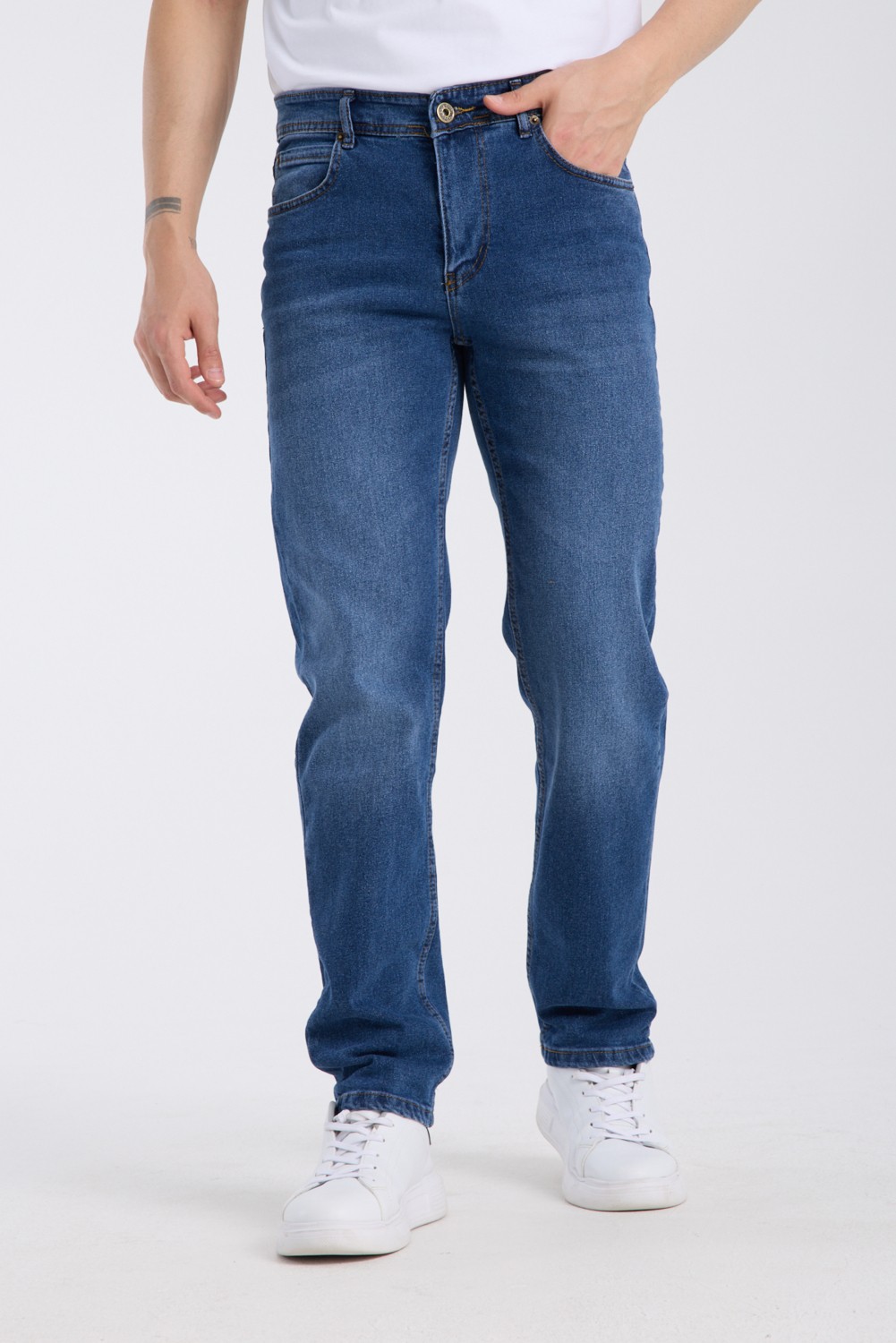 OneZero Erkek Pantolon Regular Fit Yeşil Tint Fermuarlı Rahat Giyim Jeans görsel 2