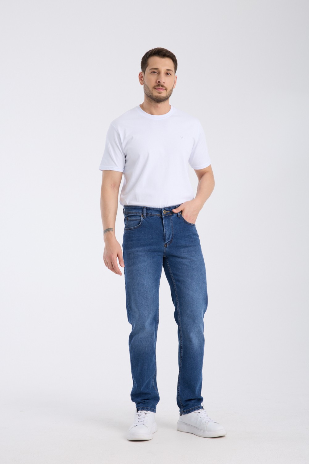 OneZero Erkek Pantolon Regular Fit Yeşil Tint Fermuarlı Rahat Giyim Jeans görsel 4