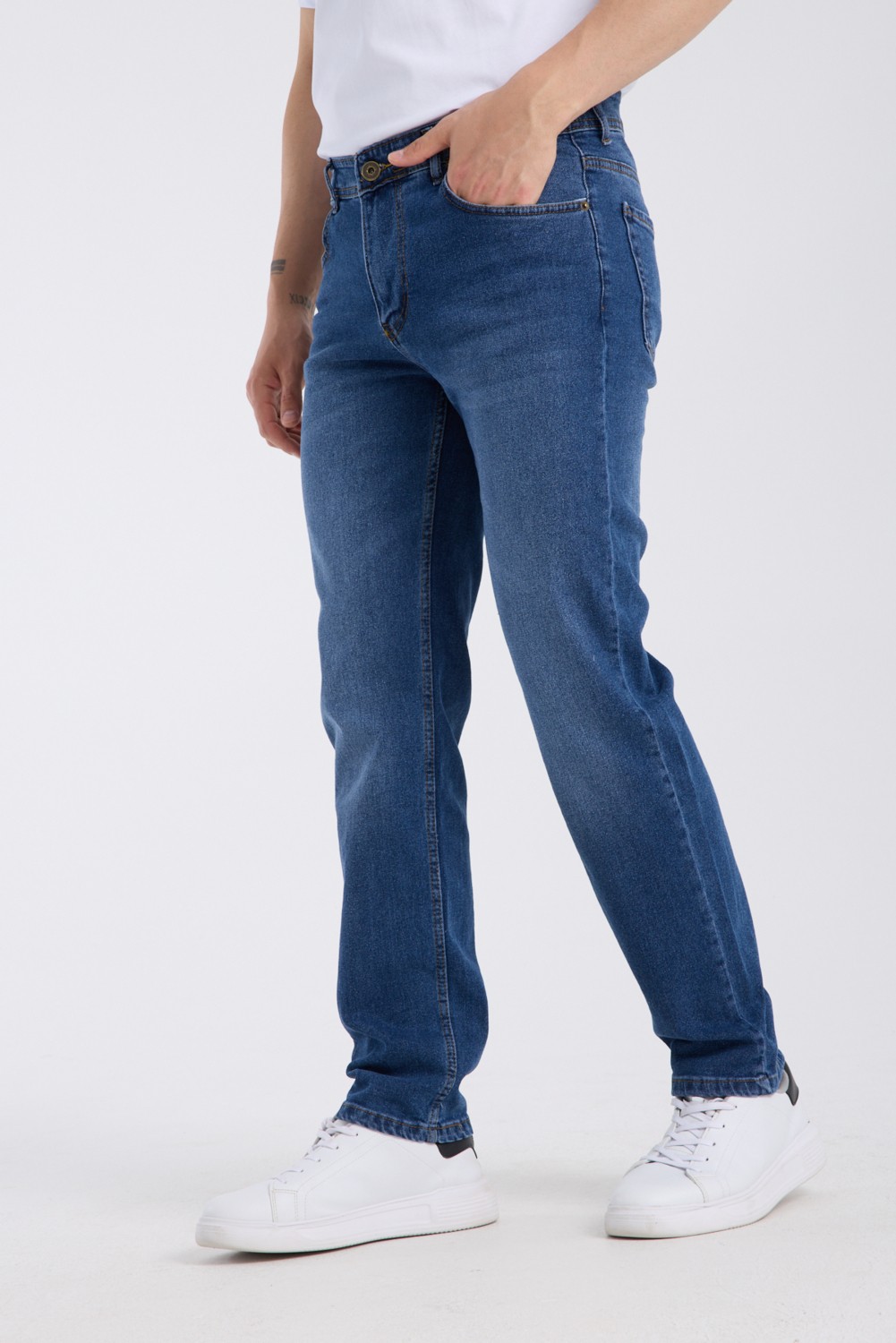 OneZero Erkek Pantolon Regular Fit Yeşil Tint Fermuarlı Rahat Giyim Jeans görsel 7