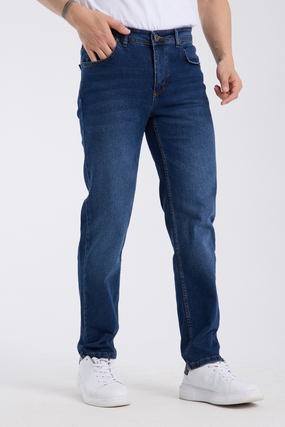 OneZero Erkek Pantolon Regular Fit Yeşil Tint Fermuarlı Rahat Giyim Jeans