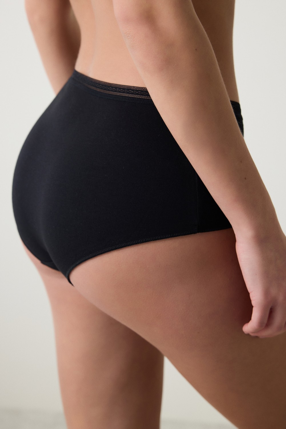Penti Easy Pamuklu Trim Highwaist Siyah Slip Külot görsel 2
