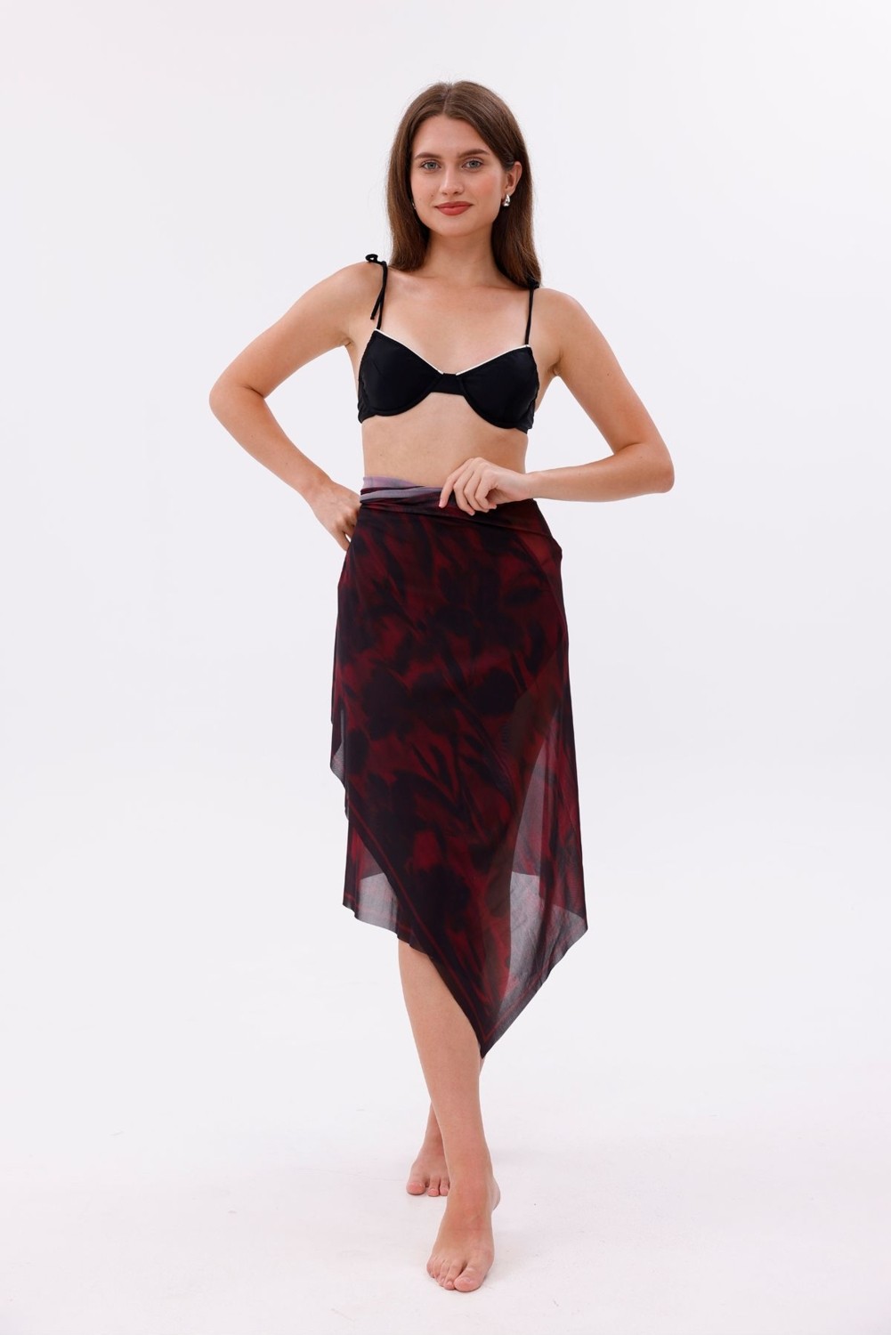 Tarzını Seç Iç Gösterir Transparan Pareo - Kırmızı Sis Model 150X95 cm