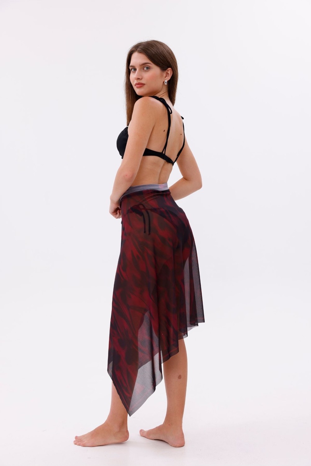 Tarzını Seç Iç Gösterir Transparan Pareo - Kırmızı Sis Model 150X95 cm görsel 2