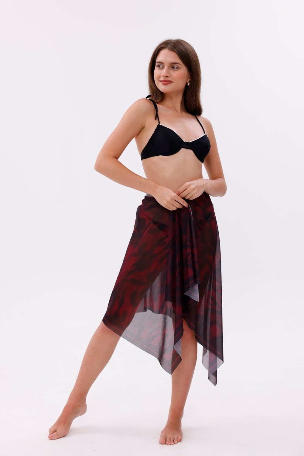 Tarzını Seç Iç Gösterir Transparan Pareo - Kırmızı Sis Model 150X95 cm görsel 3