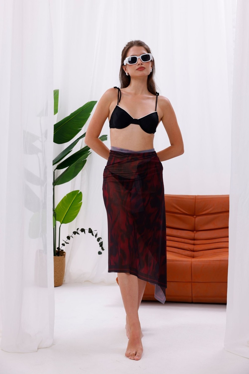 Tarzını Seç Iç Gösterir Transparan Pareo - Kırmızı Sis Model 150X95 cm görsel 7
