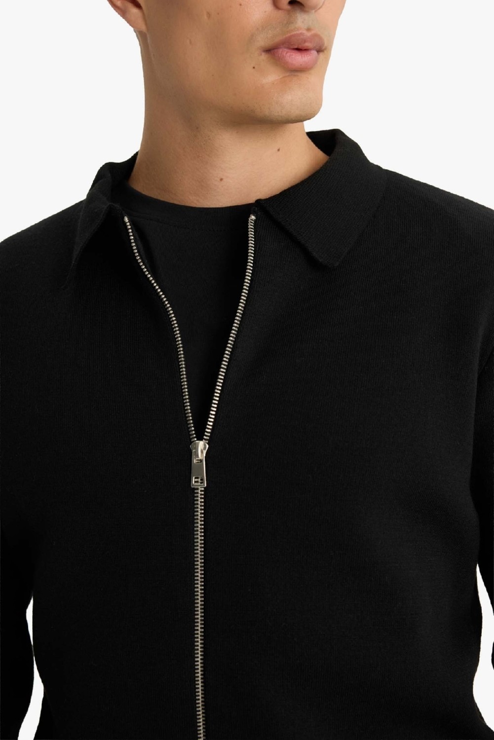 DeFacto Standart Fit Polo Yaka Basic Düz Fermuarlı Triko Hırka D3592AX25WN görsel 5