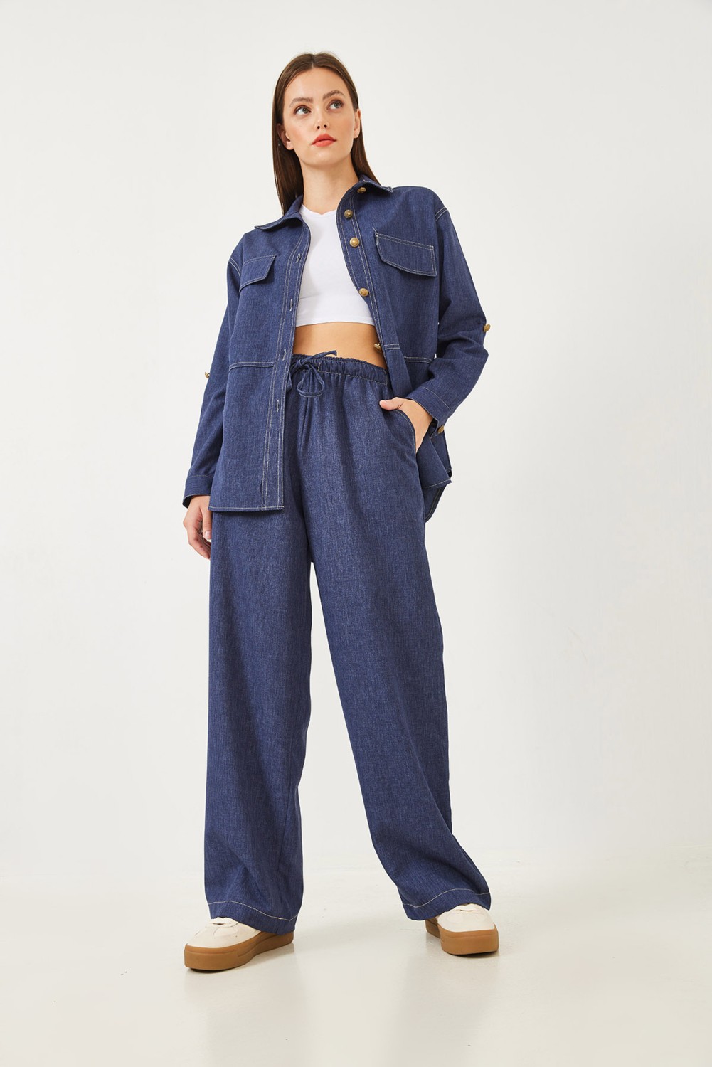 Shade Kadın Dikiş Detaylı Denim Alt-Üst Takım görsel 2