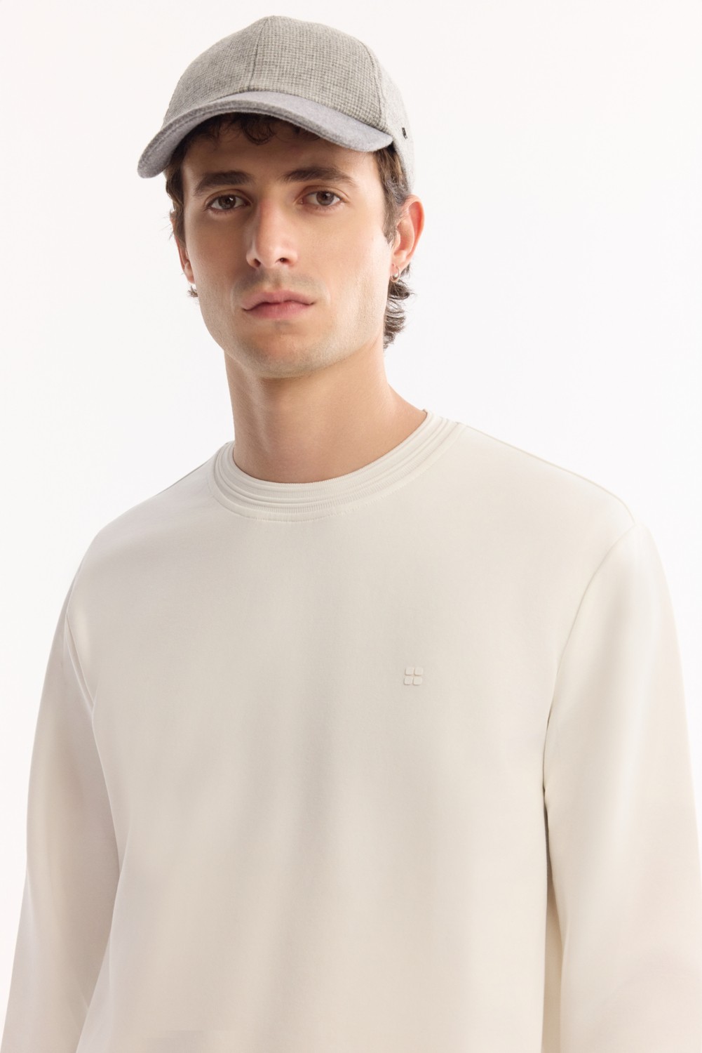 AVVA Erkek Ekru Bisiklet Yaka Pamuklu Bi-Stretch Regular Fit Sweatshirt A52Y1271 görsel 2