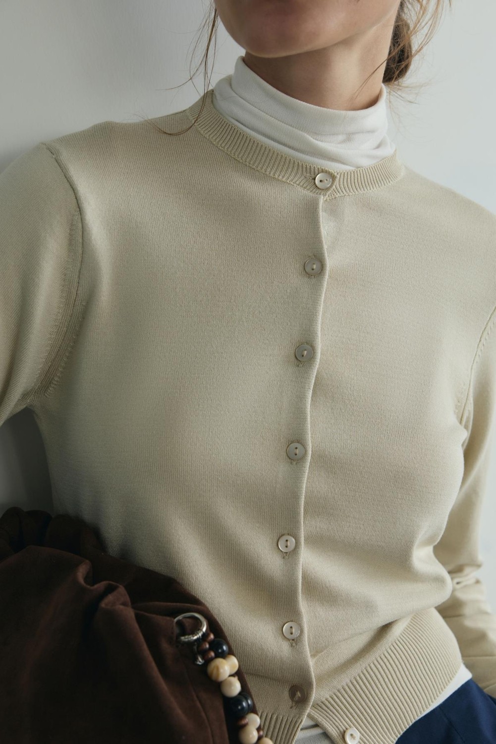 Suud Collection Ekru Lea Triko Hırka