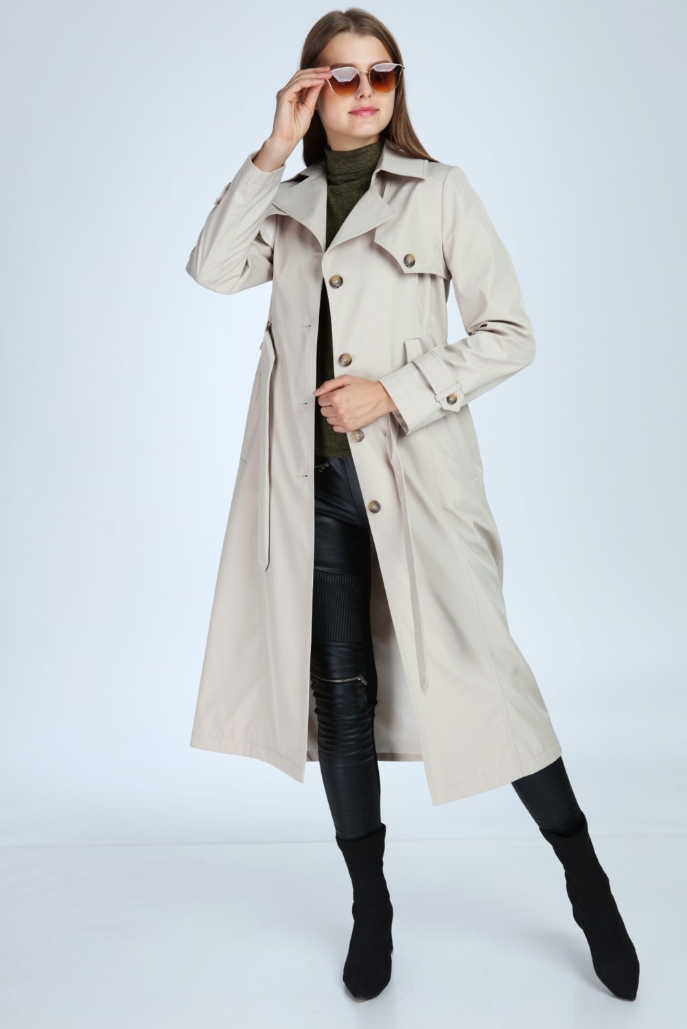 Veger Collection Veger Elit Tesettür Boy Bondit Trençkot görsel 5