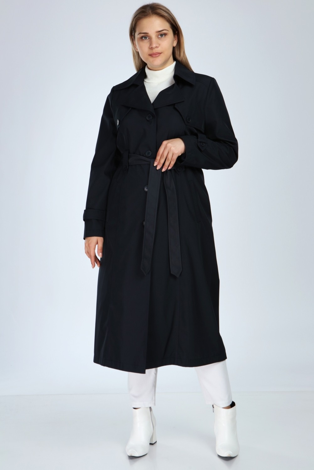 Veger Collection Veger Elit Tesettür Boy Bondit Trençkot görsel 7