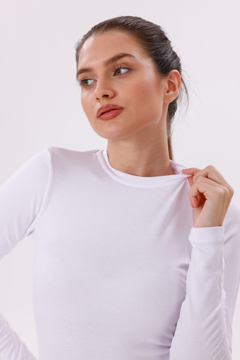 Yade Fashion Kadın Siyah Uzun Kol Body - Bisiklet Yaka görsel 8