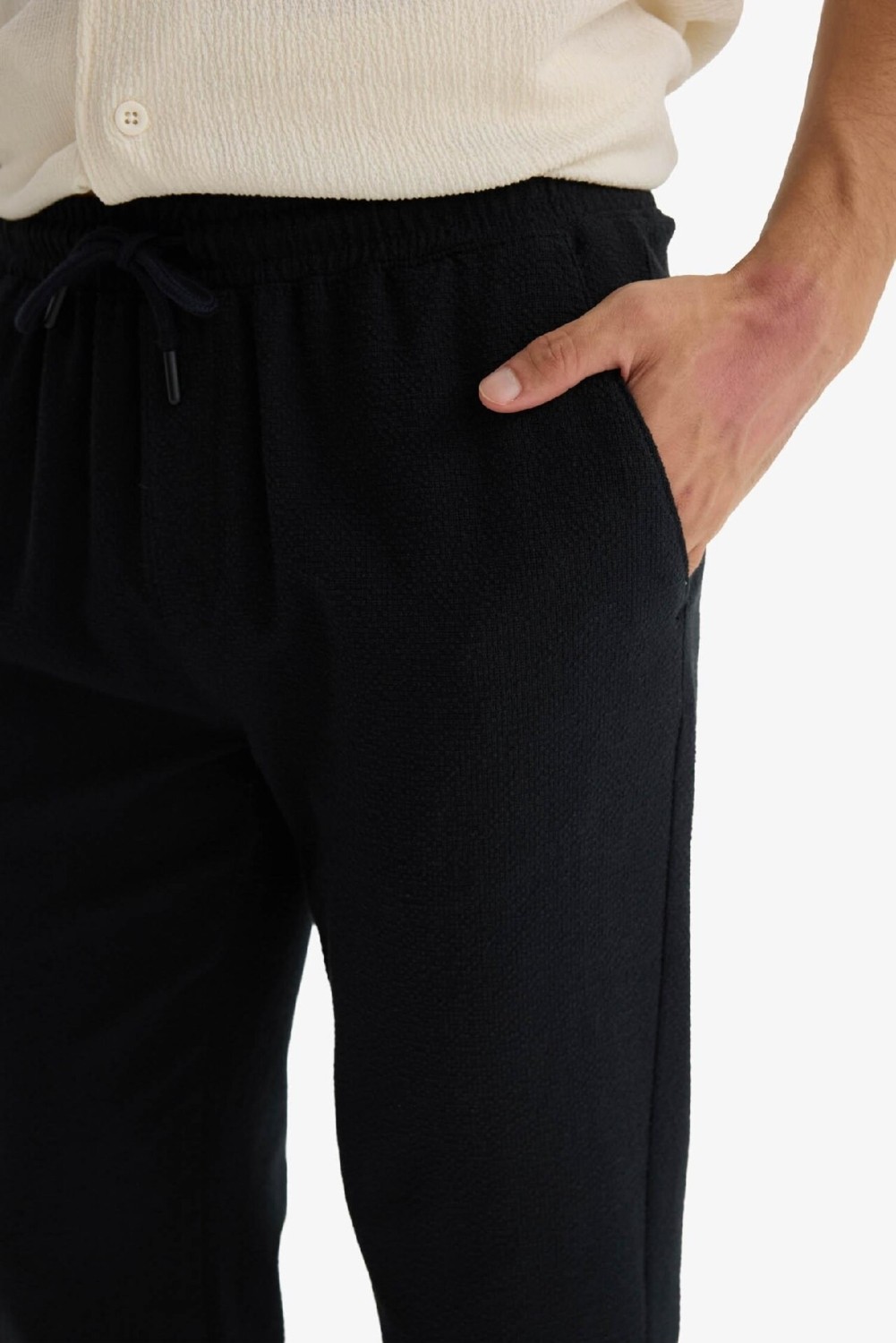DeFacto Jogger Fit Beli Bağcıklı Lastikli Cepli Pamuklu Dokulu Pantolon F3269AX25AU görsel 6