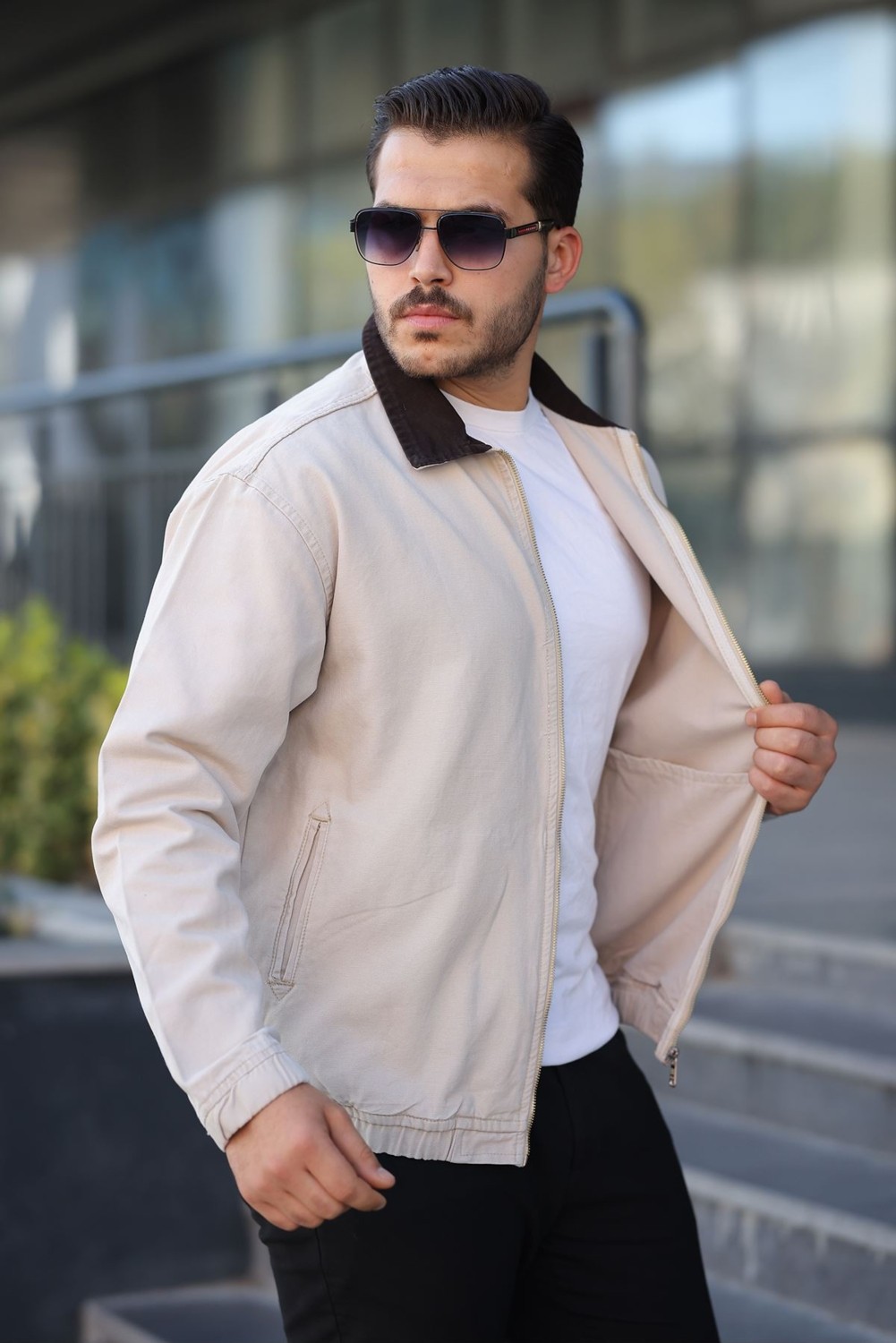 Little Cup Jeans Co Erkek Relaxed Canvas Haki Ceket görsel 3