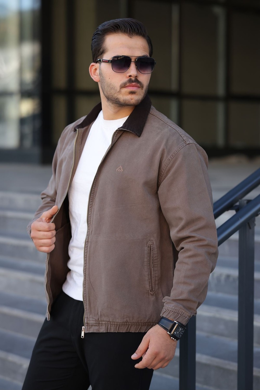 Little Cup Jeans Co Erkek Relaxed Canvas Haki Ceket görsel 5