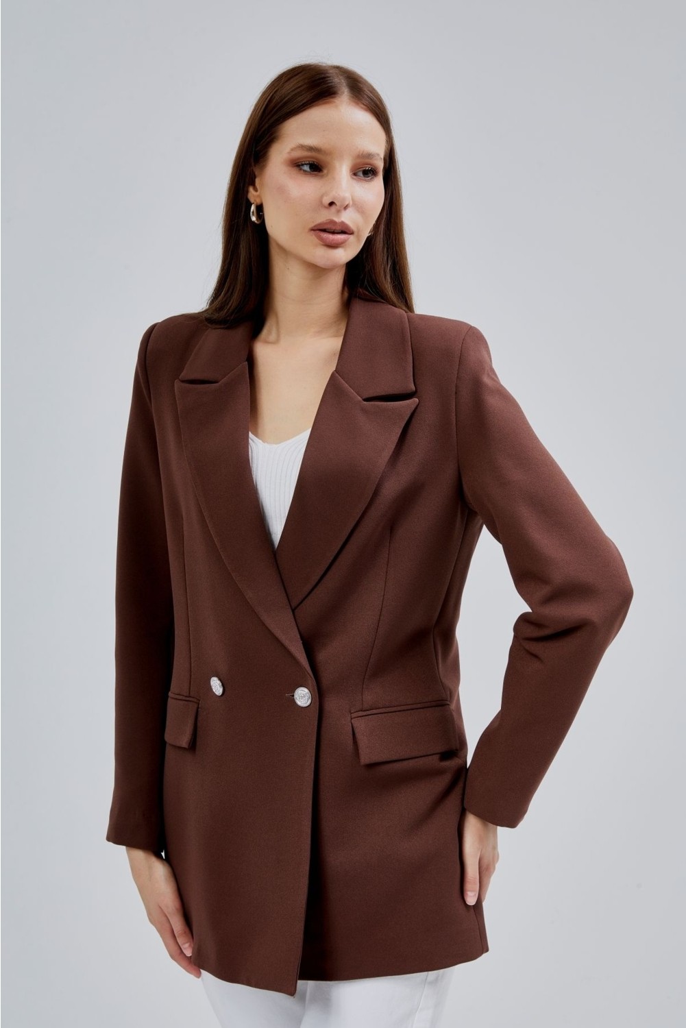 Bolivente Fıstık Yeşili Oversize Dokuma Blazer Ceket görsel 6
