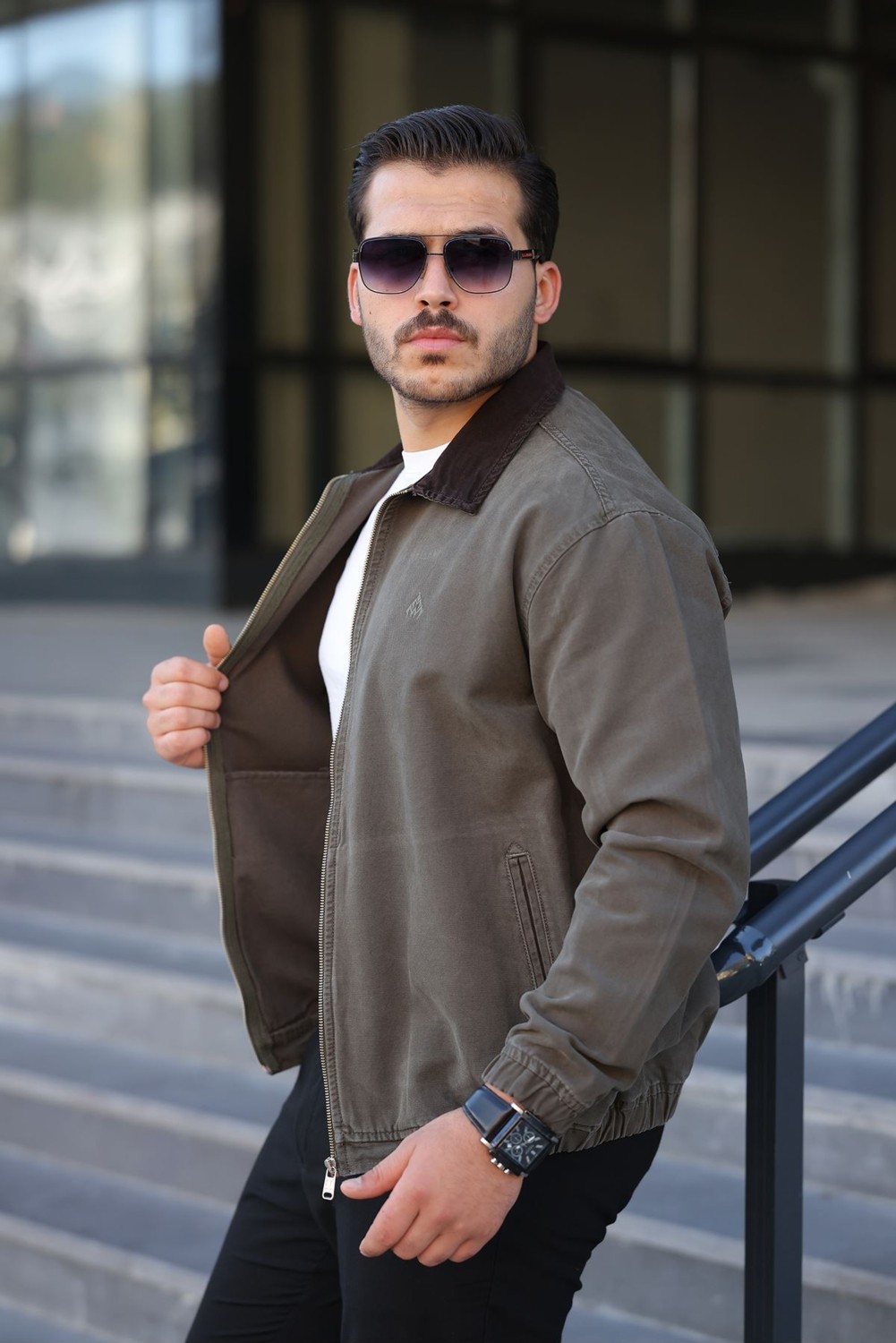 Little Cup Jeans Co Erkek Relaxed Canvas Haki Ceket