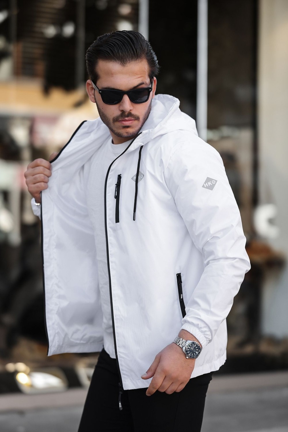 Comstarmoda Erkek Mint Renkli Kapüşonlu Suya Dayanıklı Cepli Yağmurluk Slim Fit Spor Tarzı