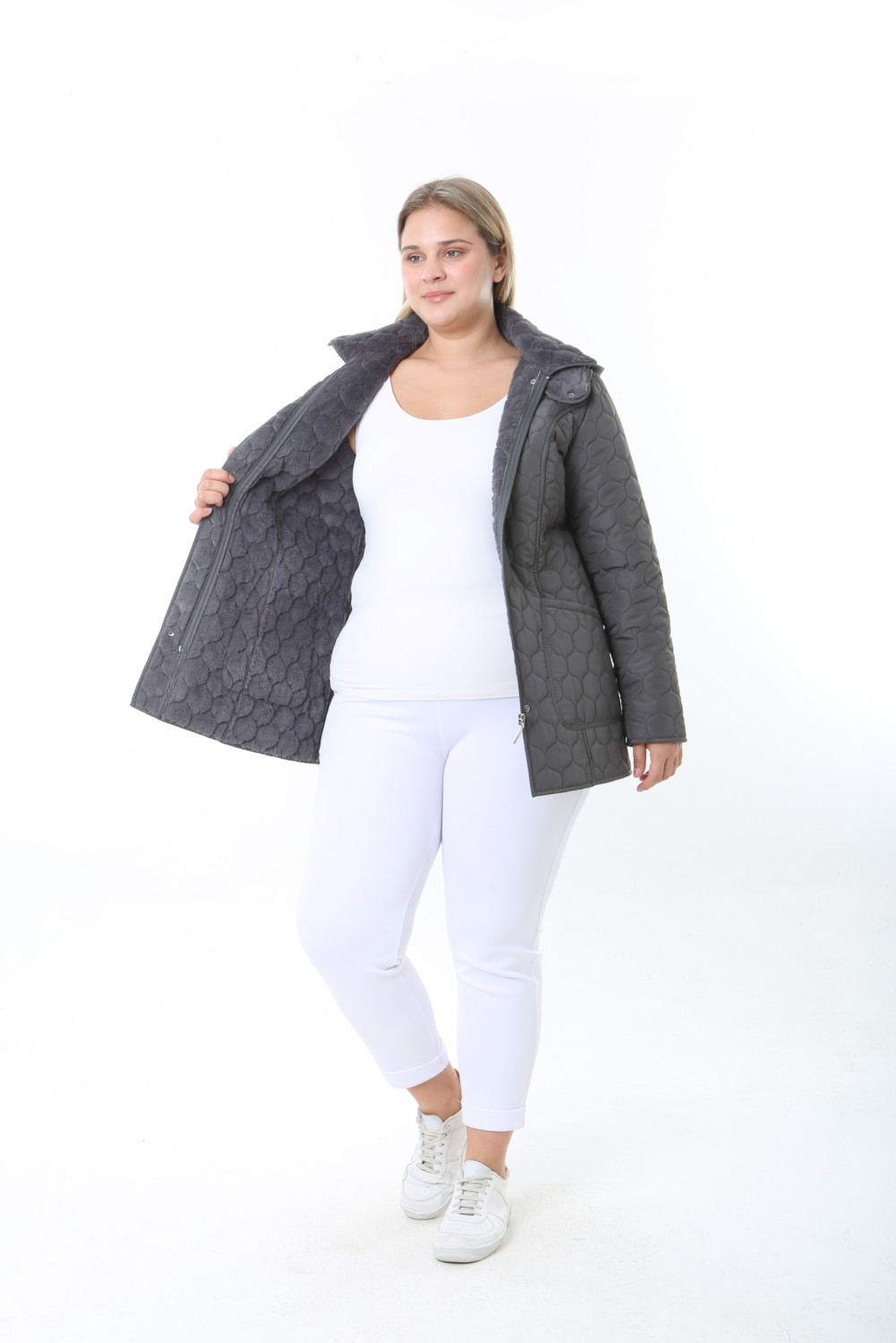 TUTveAL Collection Ithal, Yumuşak Kürklü, Su Itici Mont,büyük Beden, Tavşan Tüylü Kaban,kapitone Mont, Premium Seri