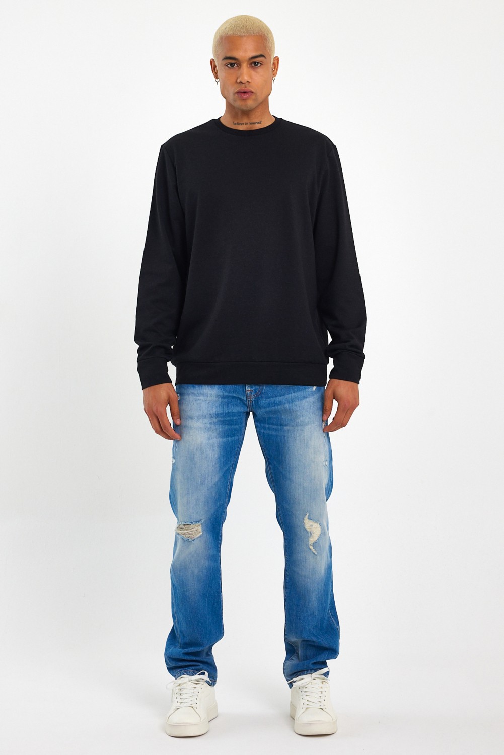 Superlife Süperlife Erkek Gri Bisiklet Yaka Ribanalı Regular Fit Sweatshirt SPR26SWK930