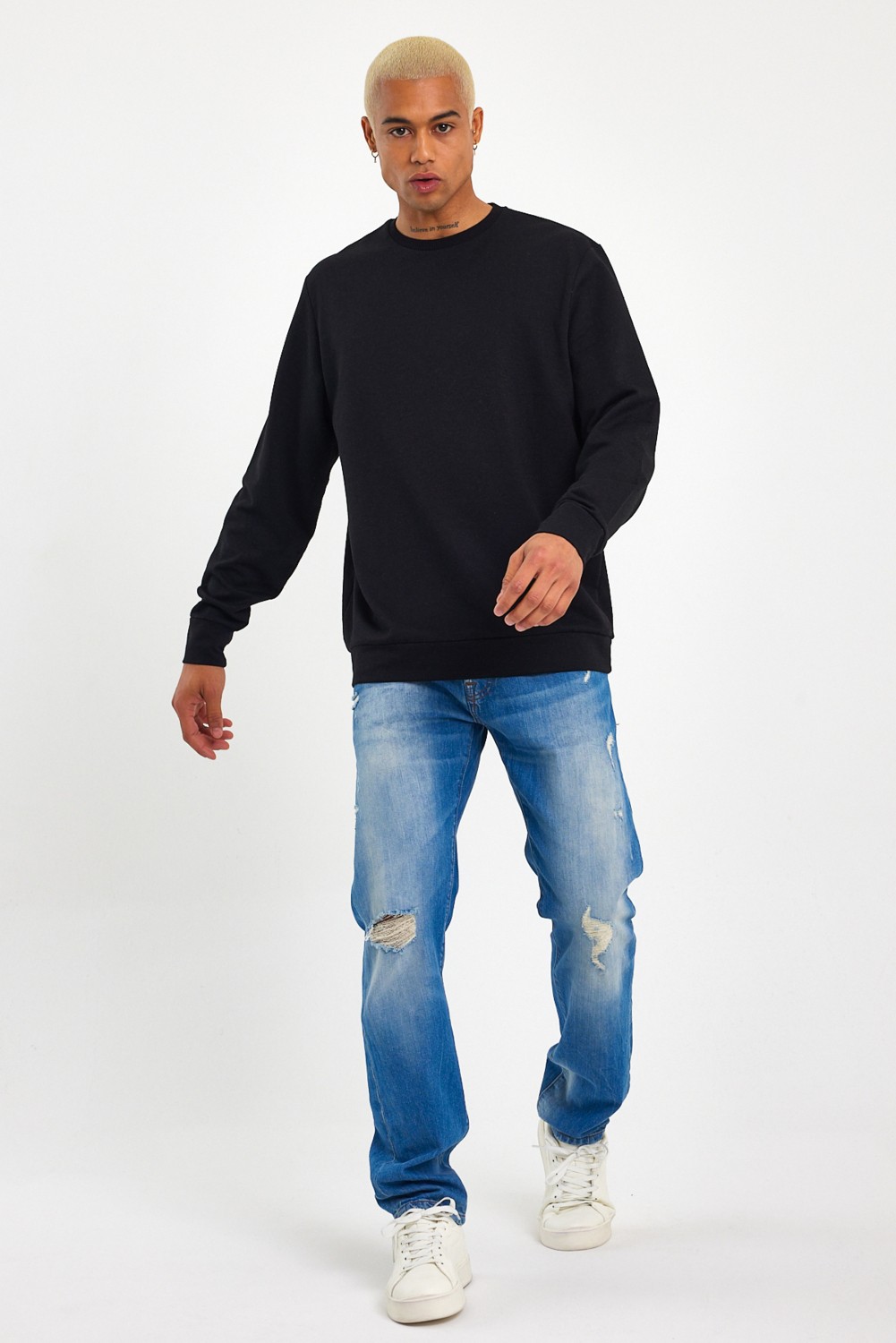 Superlife Süperlife Erkek Gri Bisiklet Yaka Ribanalı Regular Fit Sweatshirt SPR26SWK930 görsel 7