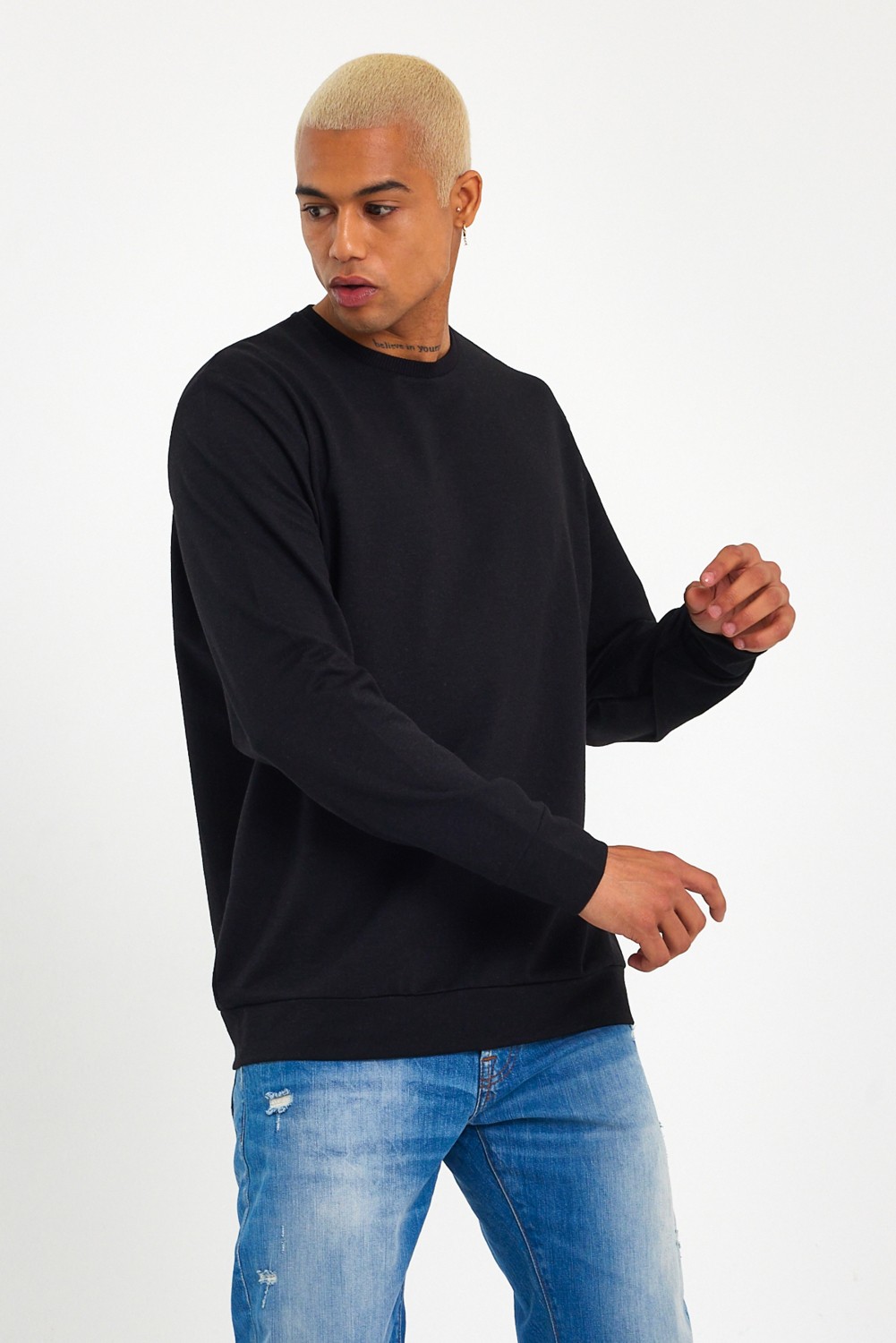 Superlife Süperlife Erkek Gri Bisiklet Yaka Ribanalı Regular Fit Sweatshirt SPR26SWK930 görsel 8