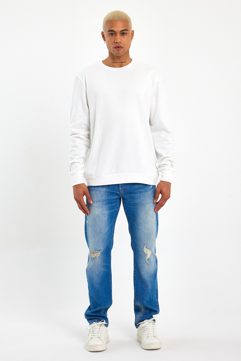 Superlife Süperlife Erkek Gri Bisiklet Yaka Ribanalı Regular Fit Sweatshirt SPR26SWK930 görsel 2