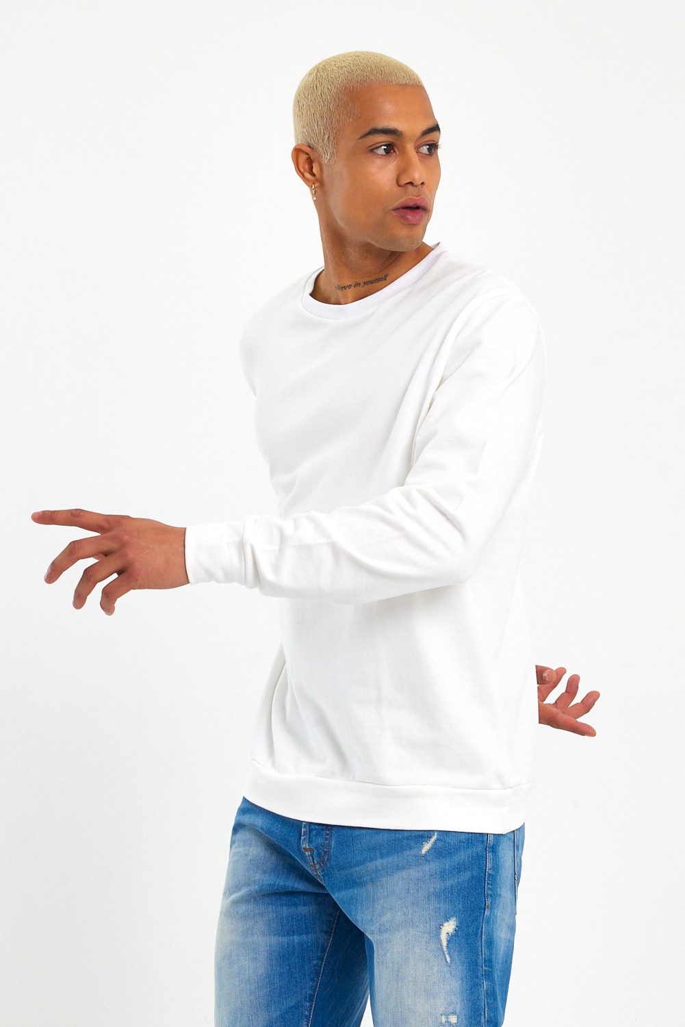 Superlife Süperlife Erkek Gri Bisiklet Yaka Ribanalı Regular Fit Sweatshirt SPR26SWK930 görsel 3