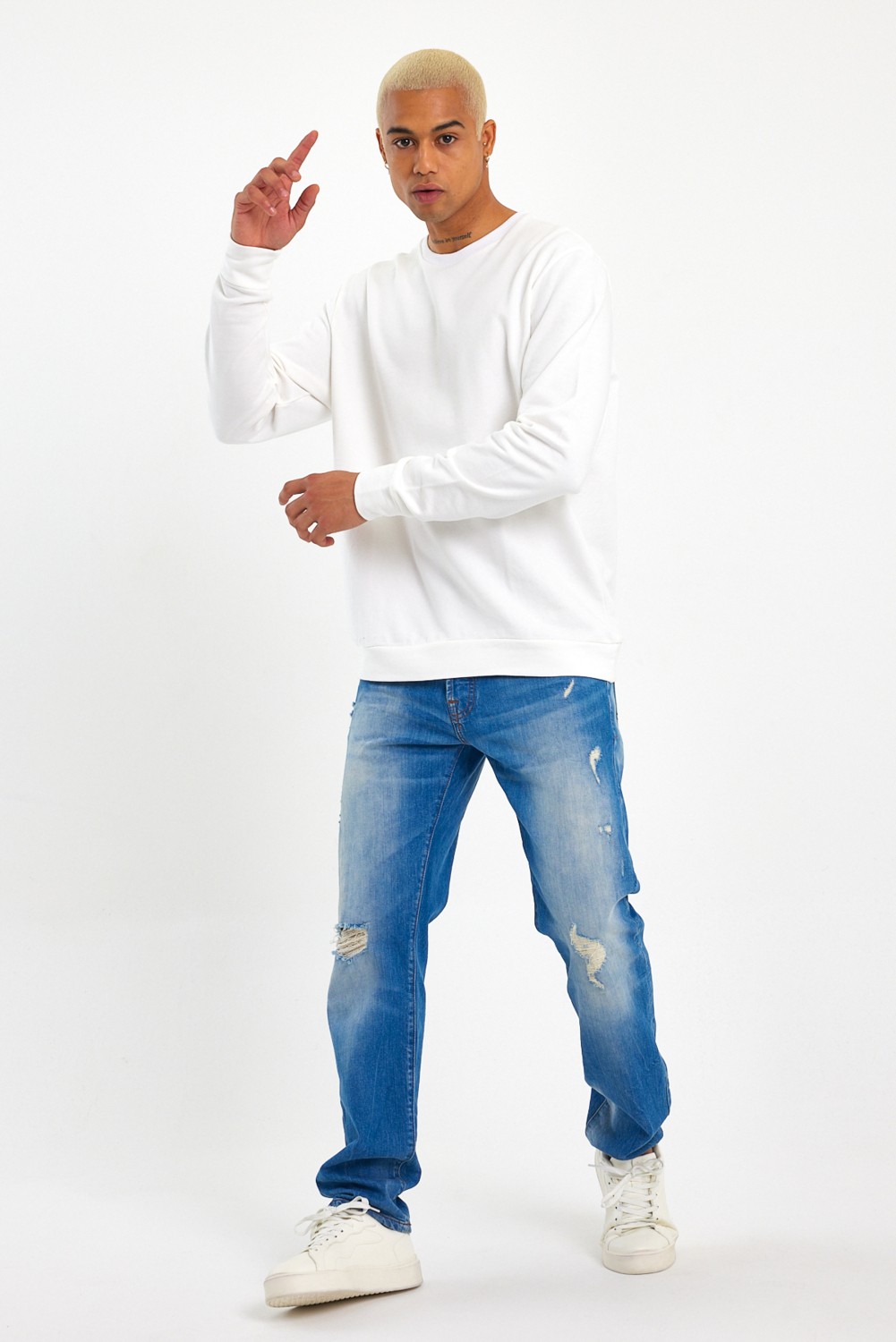 Superlife Süperlife Erkek Gri Bisiklet Yaka Ribanalı Regular Fit Sweatshirt SPR26SWK930 görsel 4