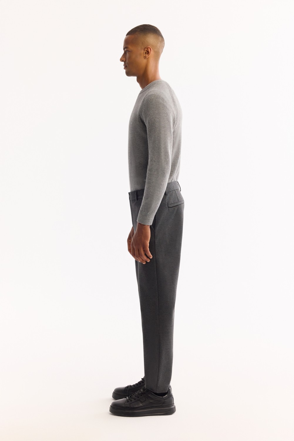 AVVA Erkek Antrasit Yanı Lastikli Viskon Karışımlı Slim Fit Chino Pantolon A52Y3053 görsel 2
