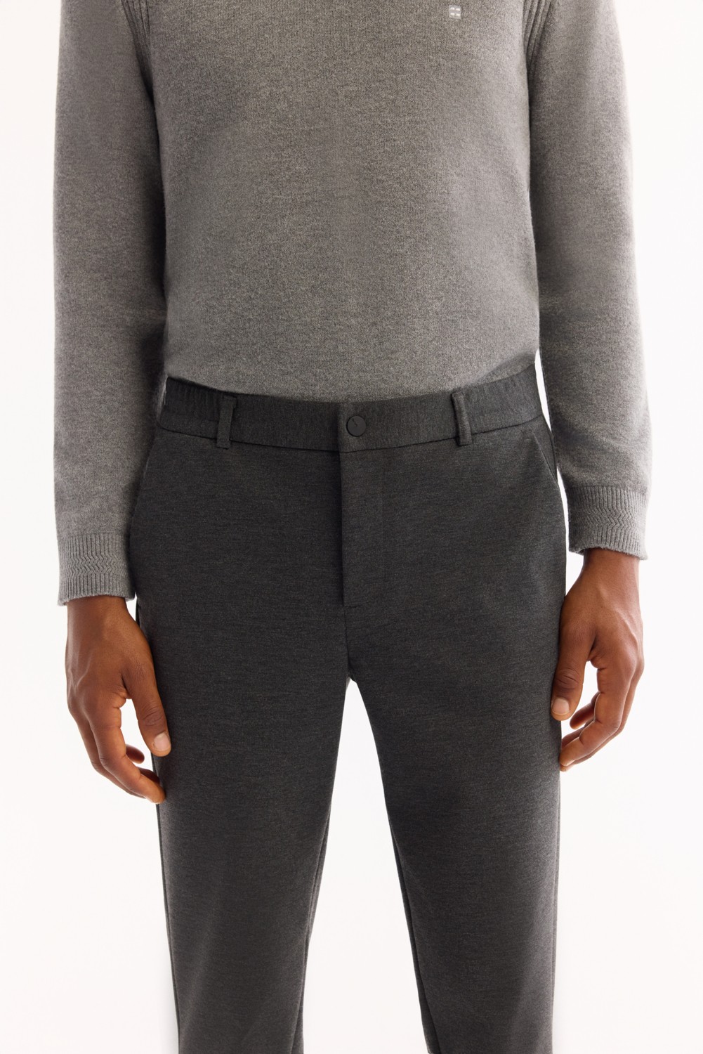 AVVA Erkek Antrasit Yanı Lastikli Viskon Karışımlı Slim Fit Chino Pantolon A52Y3053 görsel 4