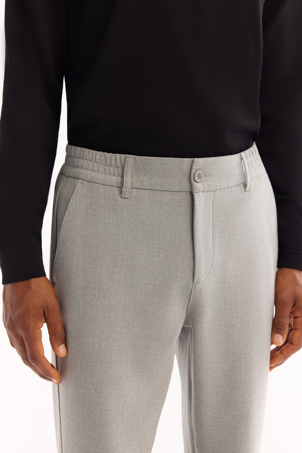 AVVA Erkek Açık Gri Yanı Lastikli Kolay Ütülenen Slim Fit Pantolon A52Y3040 görsel 4