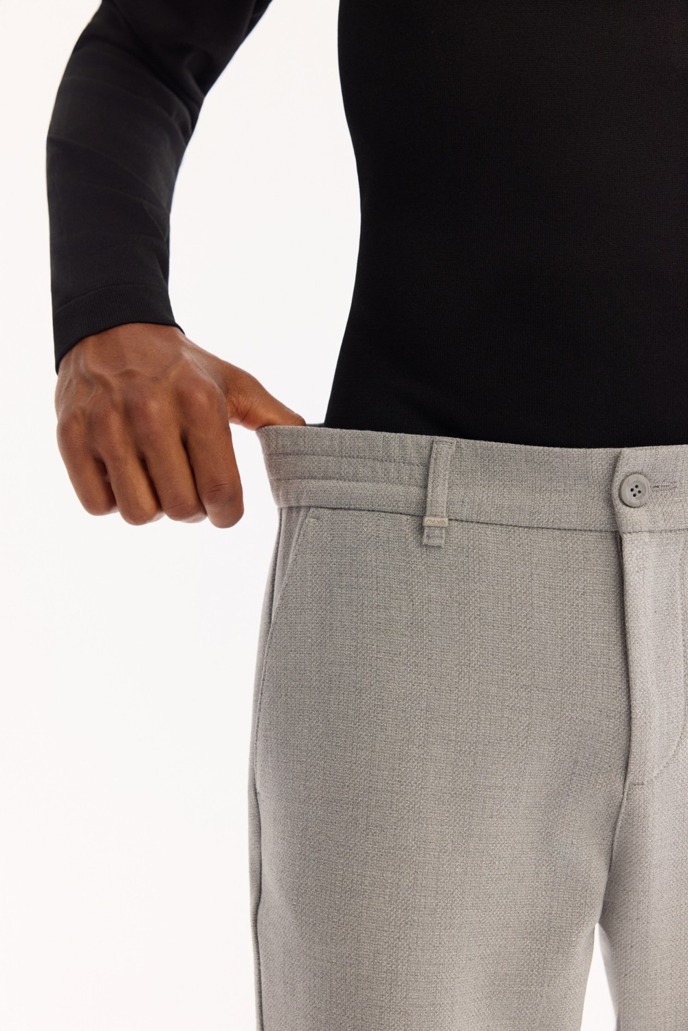 AVVA Erkek Açık Gri Yanı Lastikli Kolay Ütülenen Slim Fit Pantolon A52Y3040 görsel 5