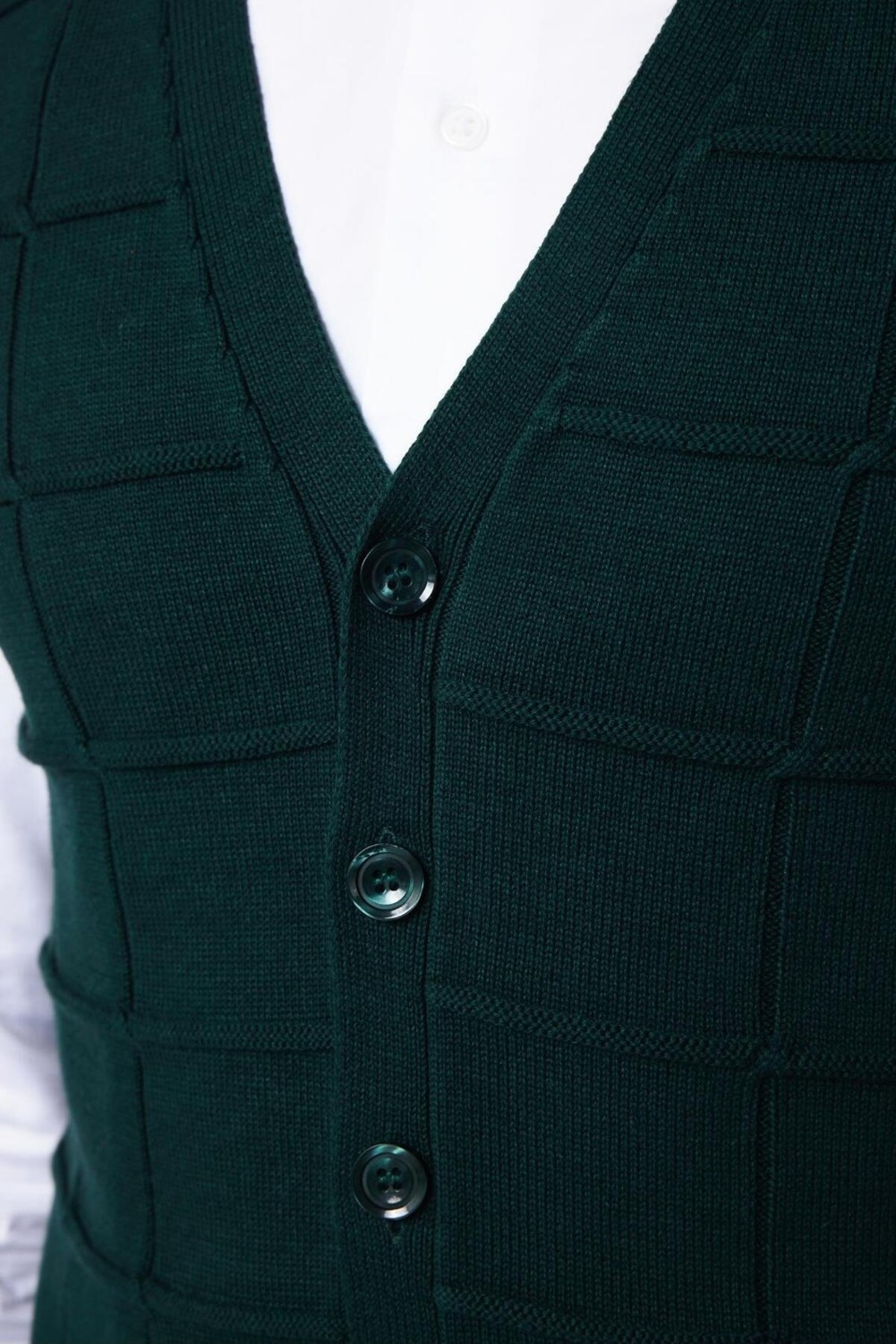 Tudors Slim Fit Kare Desenli Yeşil Erkek Yelek görsel 4
