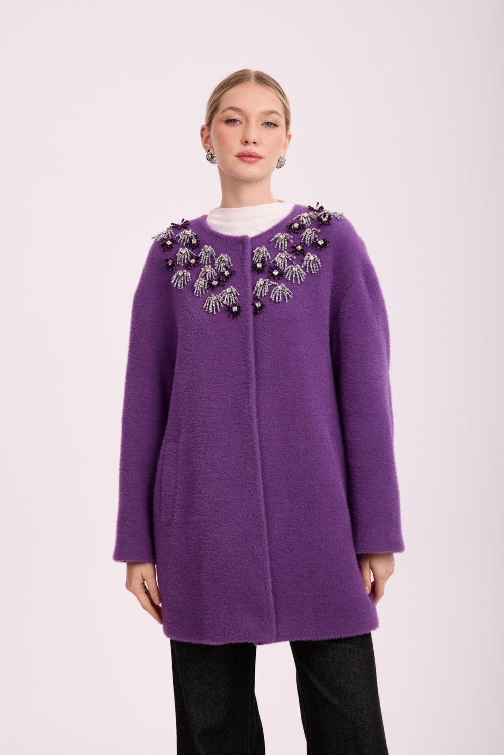 Missemramiss 4948 Veloura Işlemeli Angora Kap