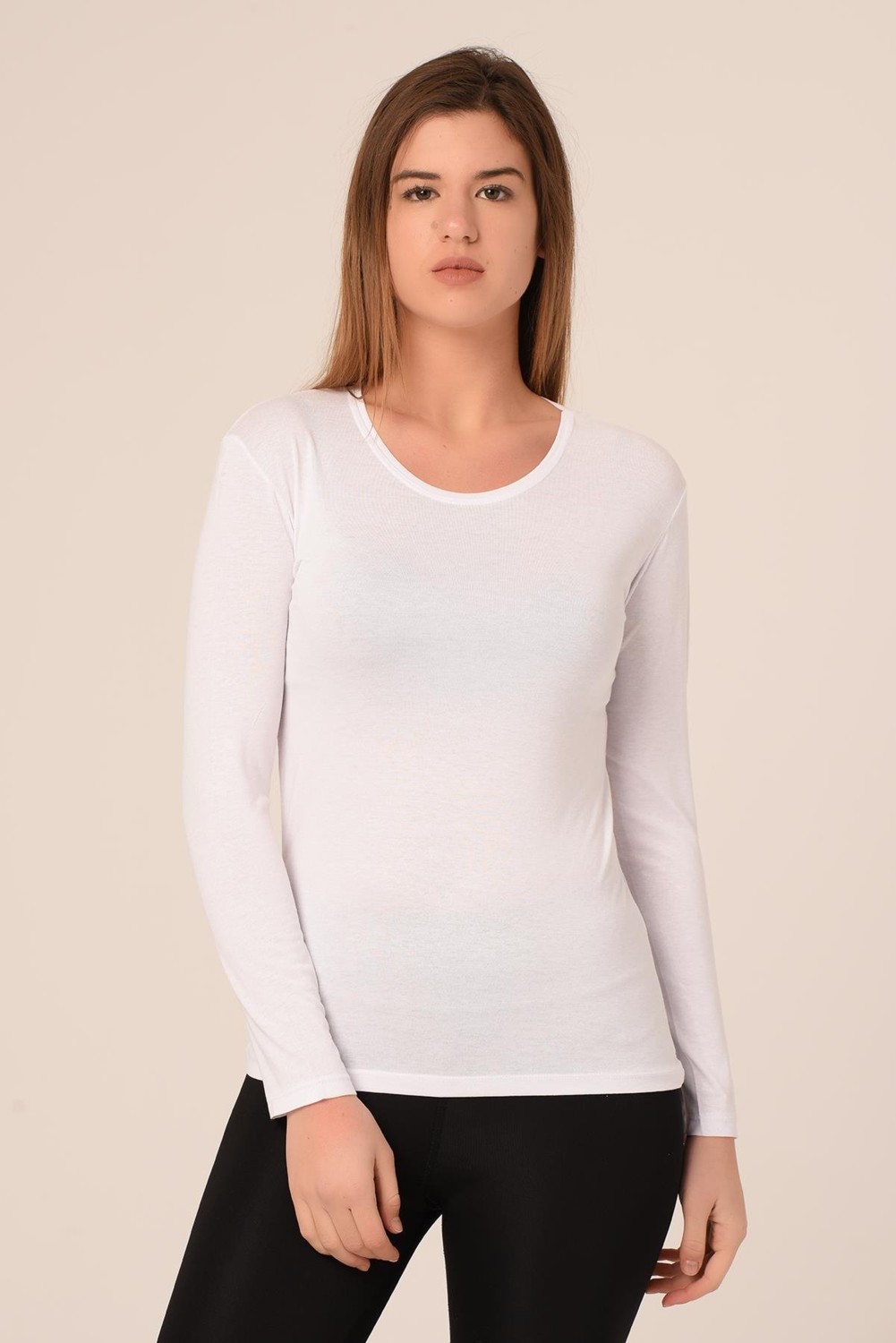 Disentis Modest Yuvarlak Yaka Uzun Kollu Pamuklu Siyah Body