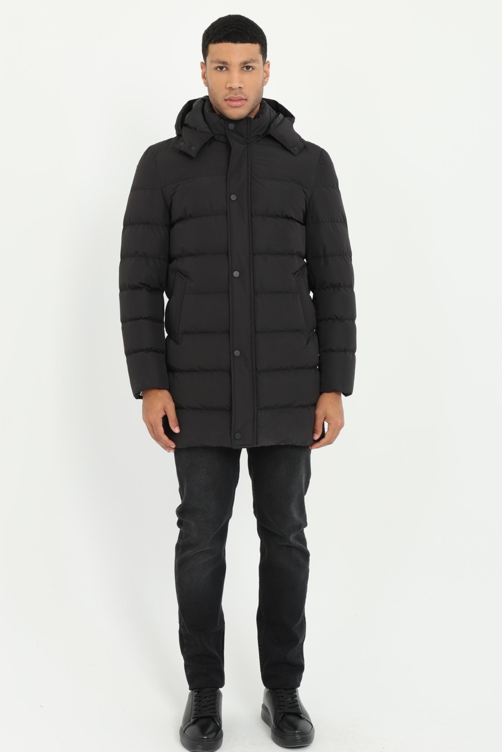 Dufy Erkek Slim Fit Kapüşonlu Siyah Mont görsel 2
