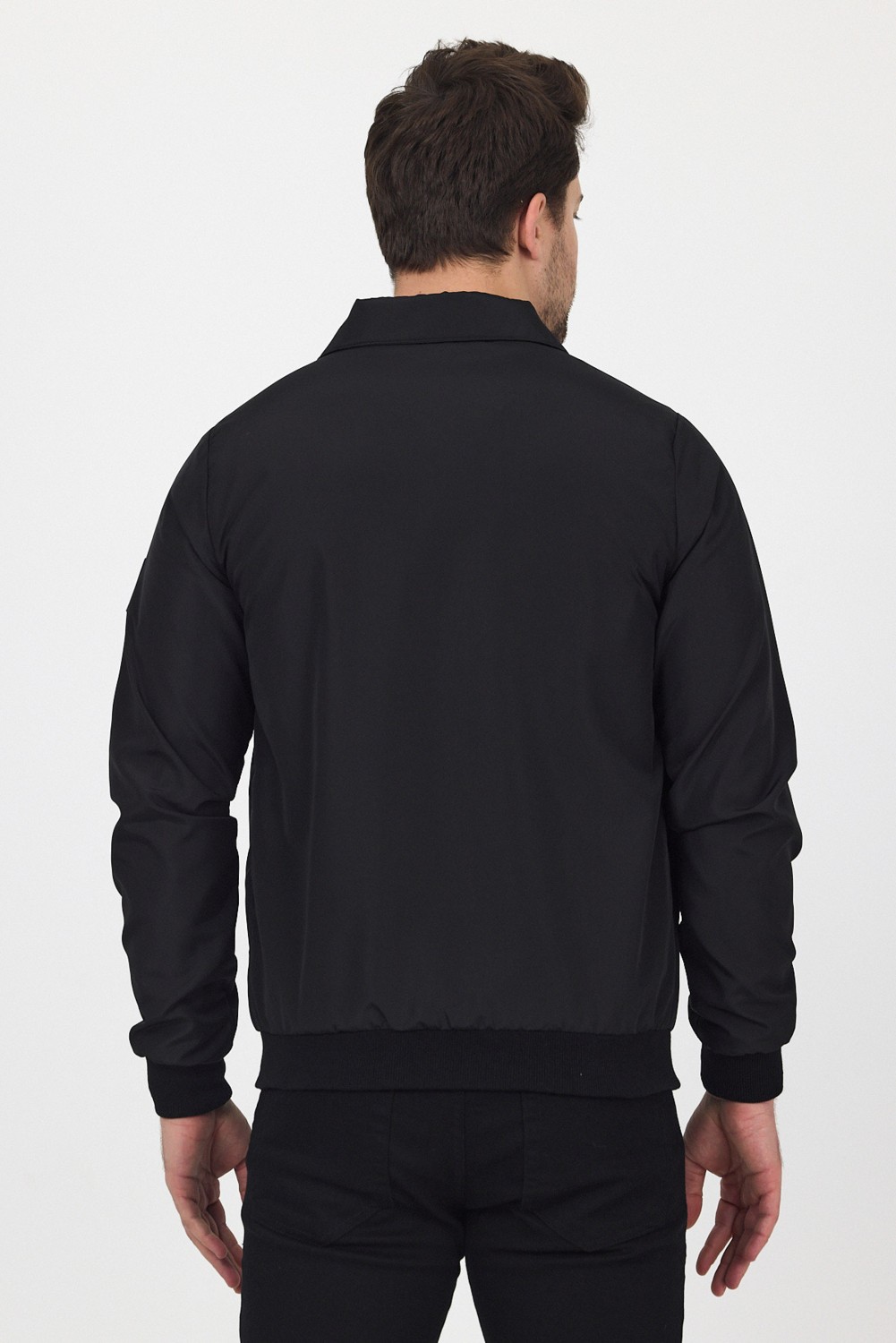 Level High Erkek Siyah Basic Bomber Ceket, Mevsimlik Fermuarlı görsel 2