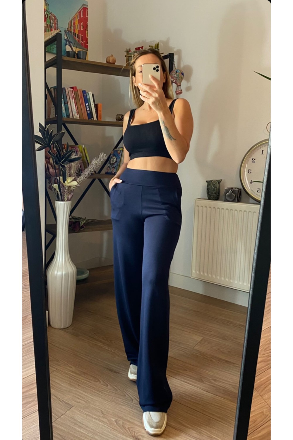 Floral Fashion Kadın Korsaj Kemerli Likralı Esnek Crep Pantolon -Toplarlayıcı Yüksek Bel görsel 4