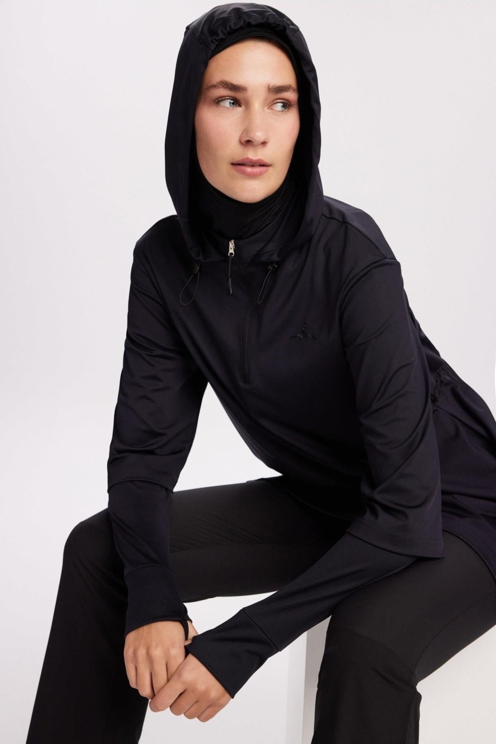 Haşema Active H-Per Fit Kapüşonlu Lacivert Tesettür Antrenman Üstü Act-32 görsel 5