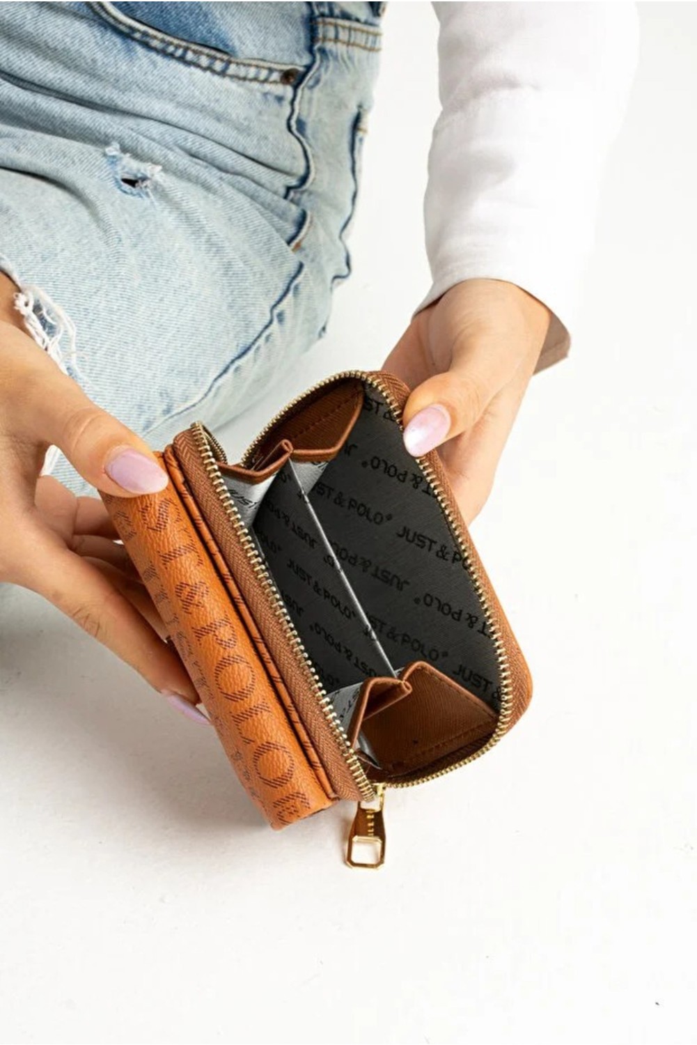 Just Polo Kadın Bol Kartlık ve Kağıt Para Bölmeli Bölmeli Fermuarlı & Kapaklı Cüzdan Shopper görsel 2