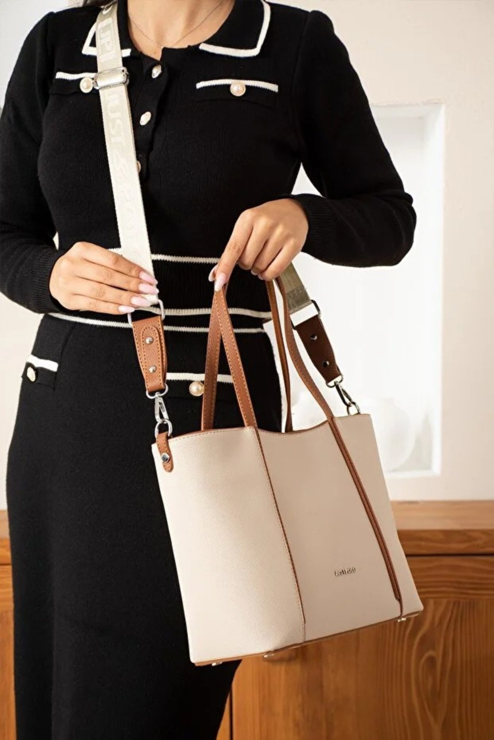 Just Polo Kadın Günlük Kullanıma Uygun Büyük Boy Ayarlanabilir Askılı Lüks El & Omuz Çantası Shoulder Bag görsel 2