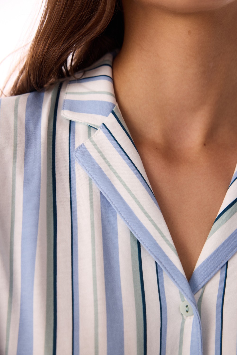 Penti Gri Cool Çizgili Gömlek Uzun Kollu Pijama Takımı görsel 3